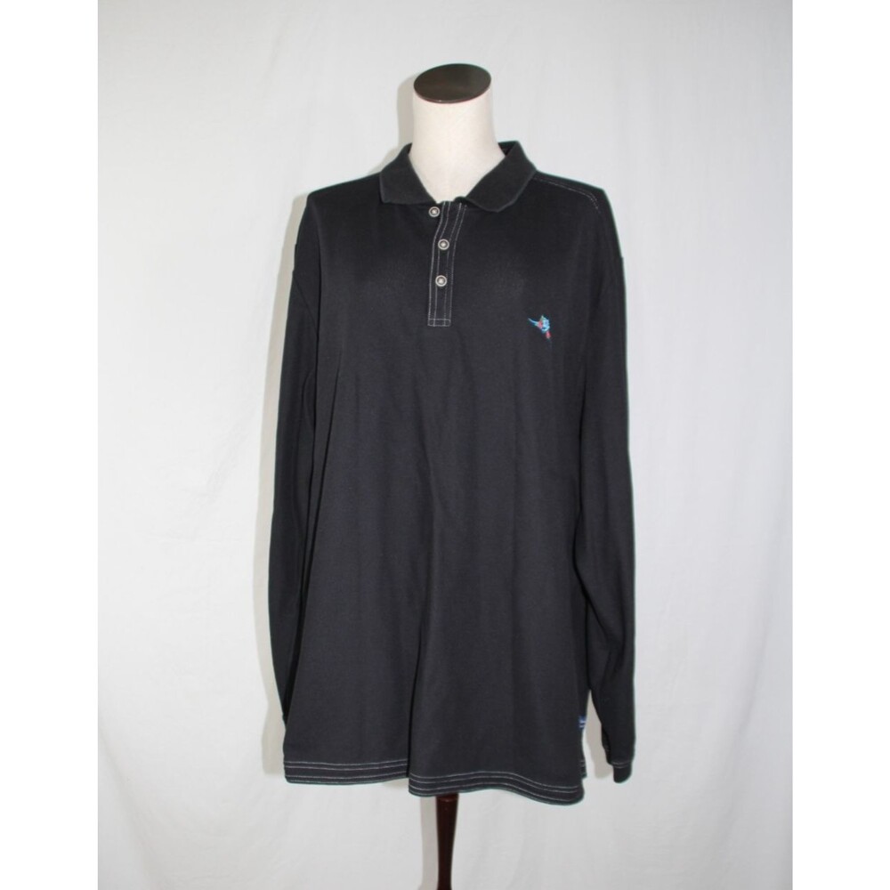 Tommy Bahama Men's Long Sleeve Shirt Pique Spectator Island Zone Polo Black XXXL